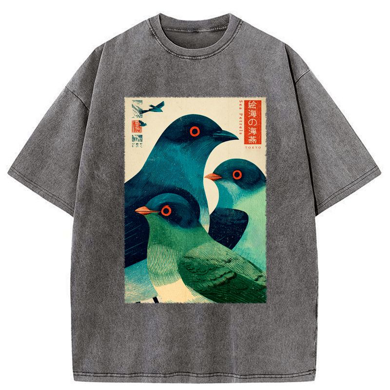 Kyoto-Lion Petrels Of The Painted Sea Washed T-Shirt