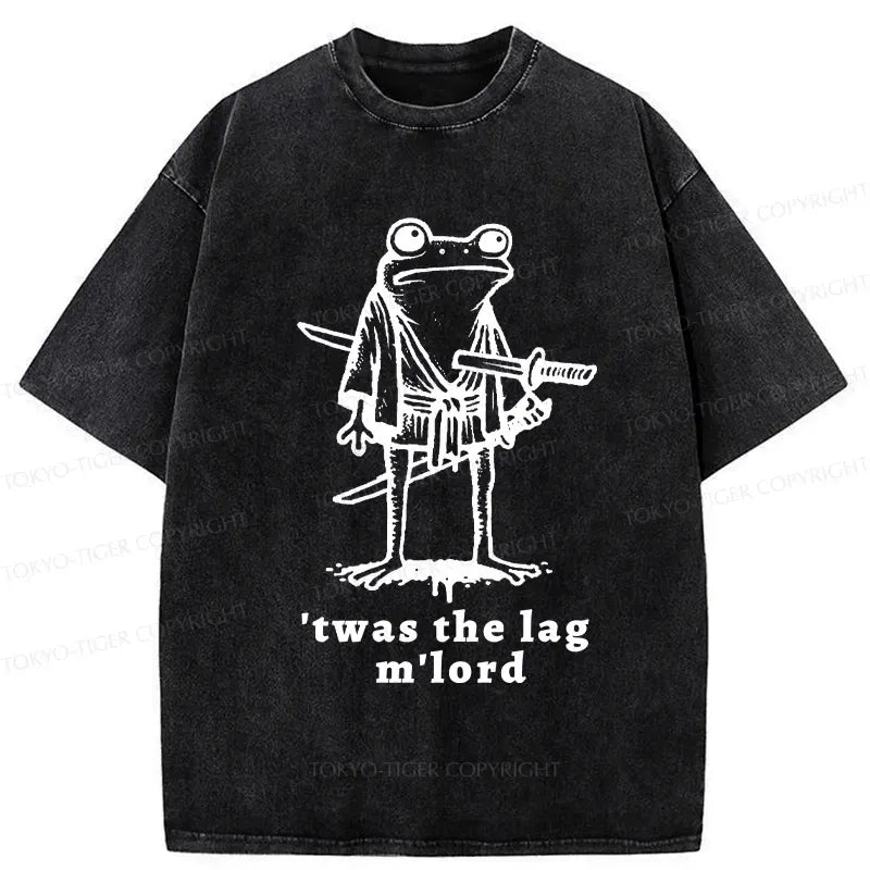 Kyoto-Lion Funny Frog Samurai Washed T-Shirt
