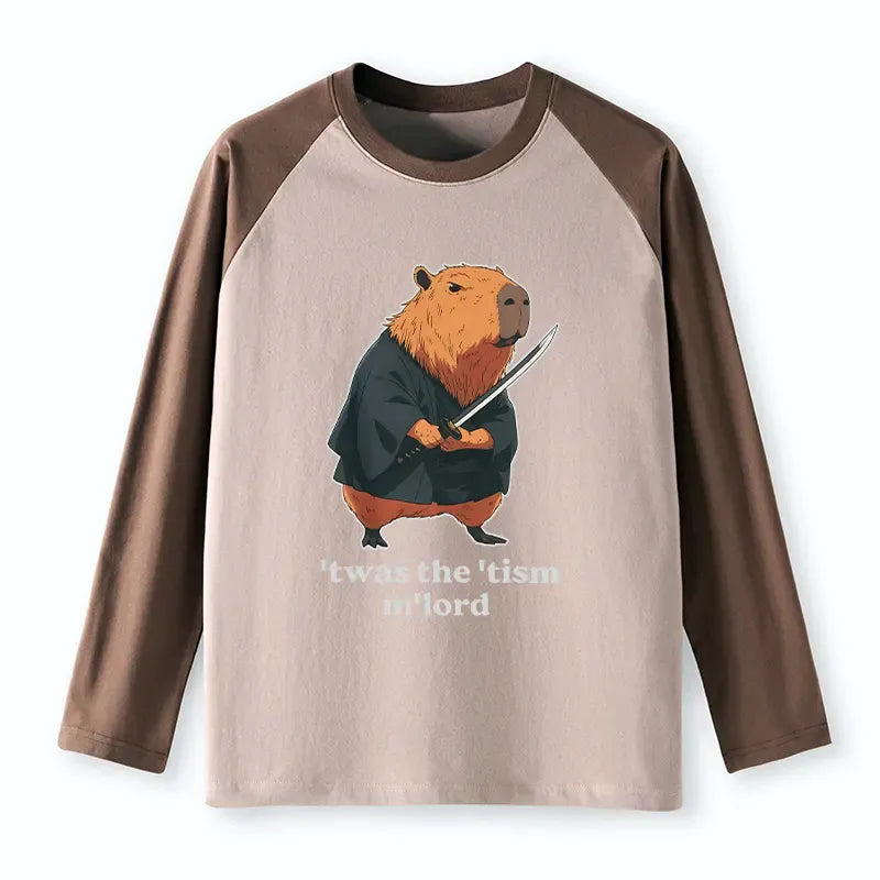 Japanese Samurai Capybara Raglan T-Shirt