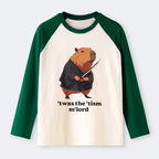 Kyoto-Lion Focused Samurai Capybara Raglan Long Sleeve T-shirt
