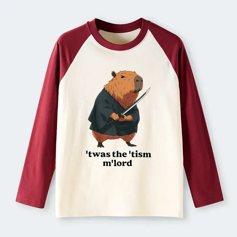 Japanese Samurai Capybara Raglan T-Shirt