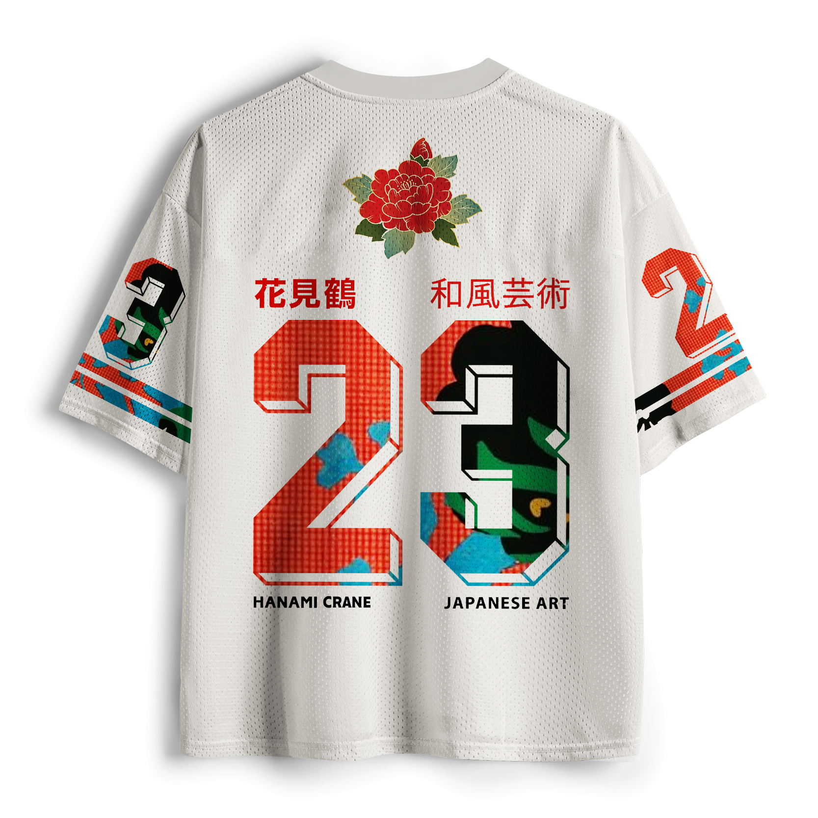 Breathable Mesh Jersey with Japanese Crane