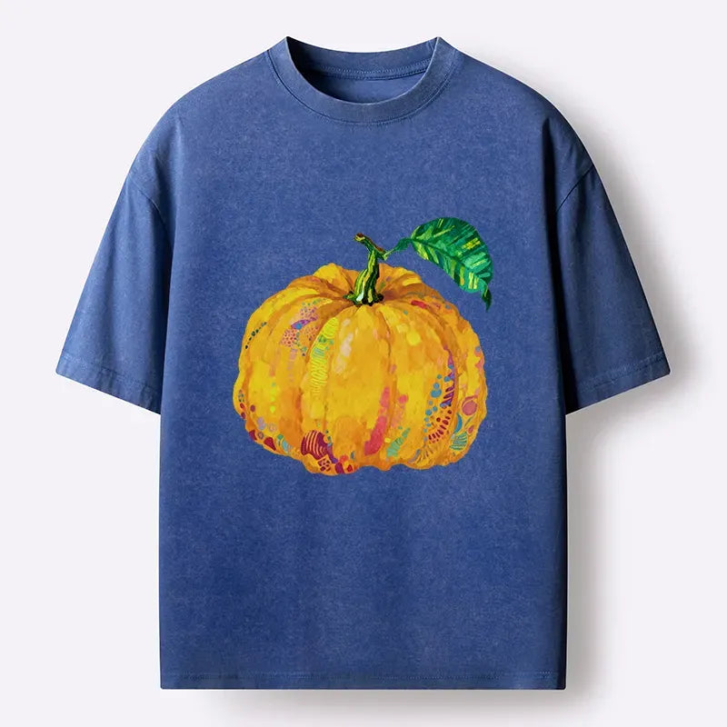 Kyoto-Lion Pumpkin Art Washed T-Shirt
