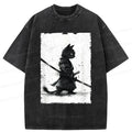 Retro Cat Samurai Tee for Streetwear Style