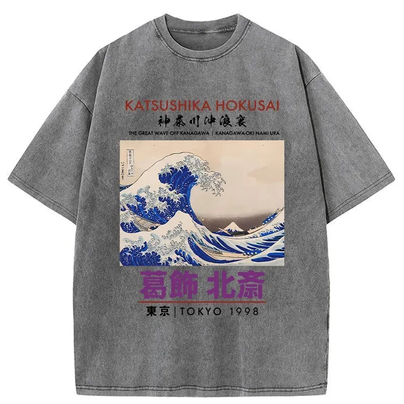Hokusai Kyoto Lion washed t-shirt