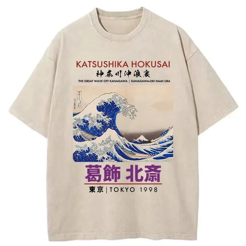 Hokusai Kyoto Lion washed t-shirt