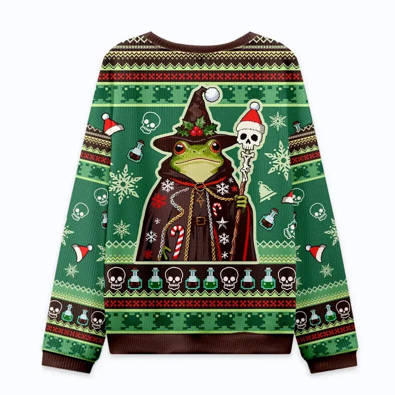 Kyoto-Lion Frog Wizard Christmas Ugly Sweatshirt