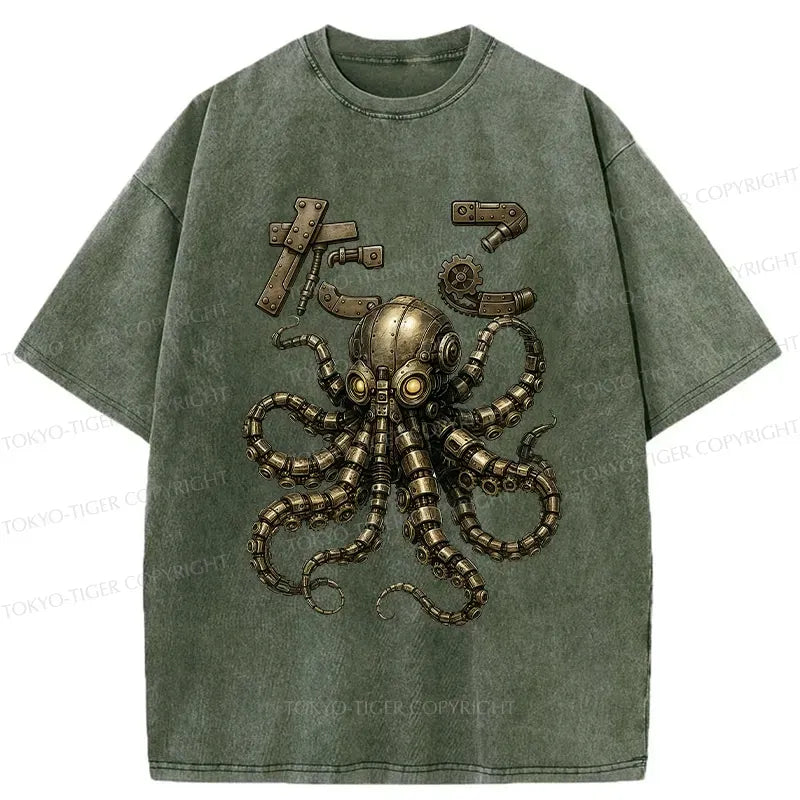 Japanese vintage mechanical octopus t-shirt