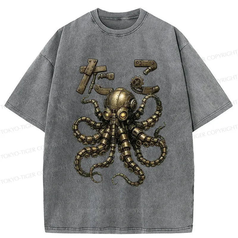 Japanese vintage mechanical octopus t-shirt