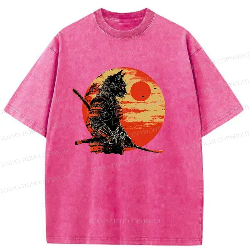 Japanese Cat Samurai T-Shirt for Daily Wear