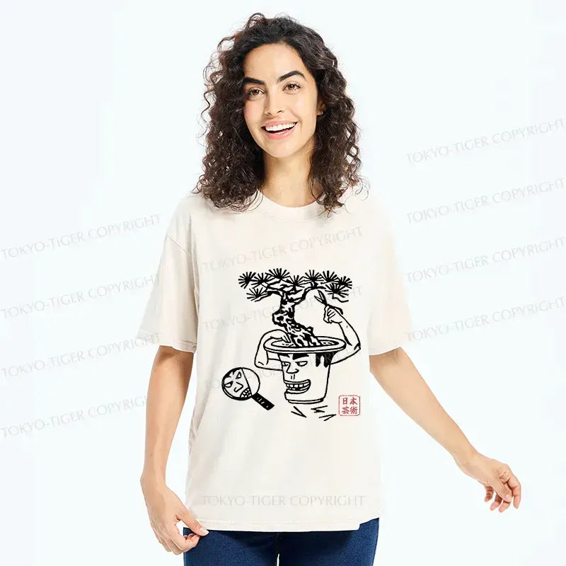 Potted plant washed tee for streetwear
