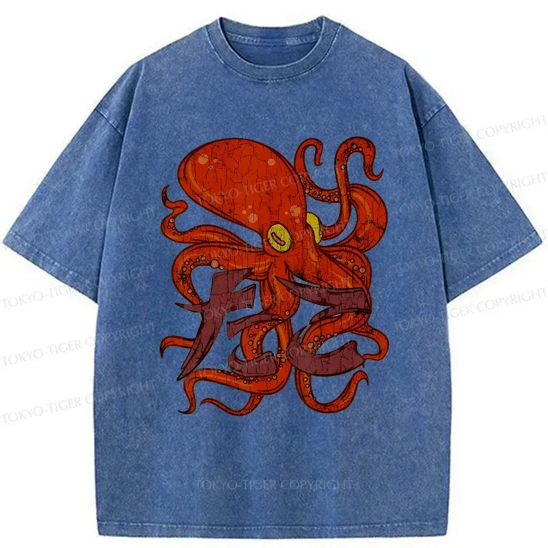 Kyoto-Lion Vintage Octopus Washed T-Shirt