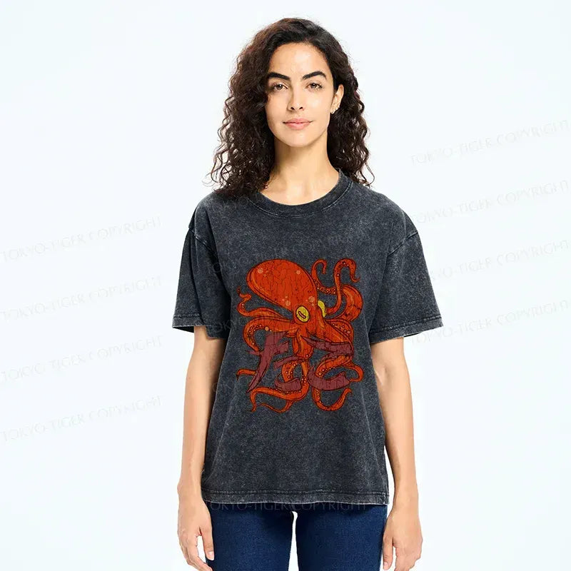 Kyoto-Lion Vintage Octopus Washed T-Shirt