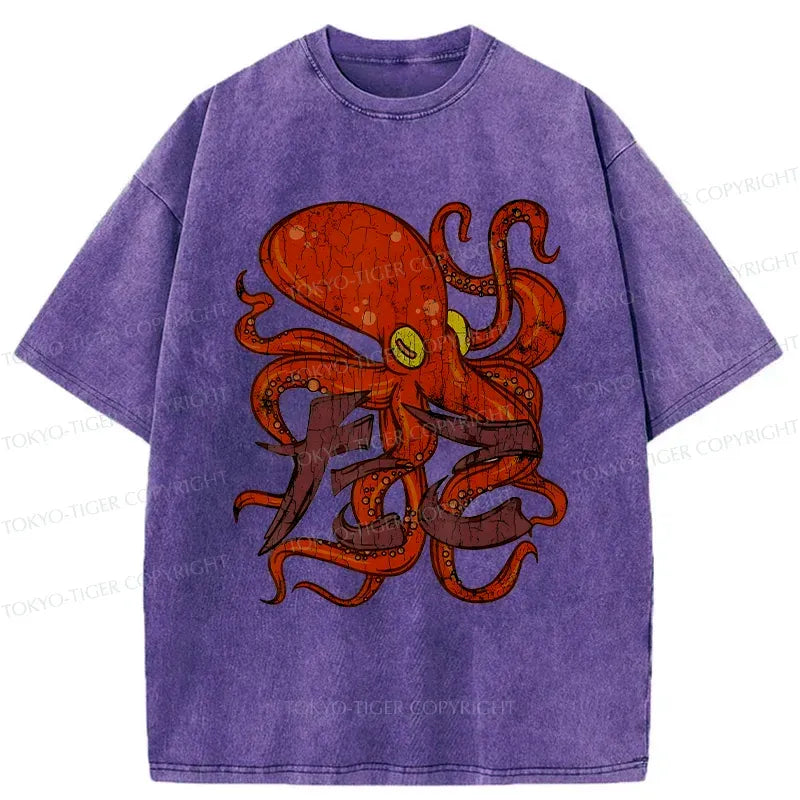 Kyoto-Lion Vintage Octopus Washed T-Shirt
