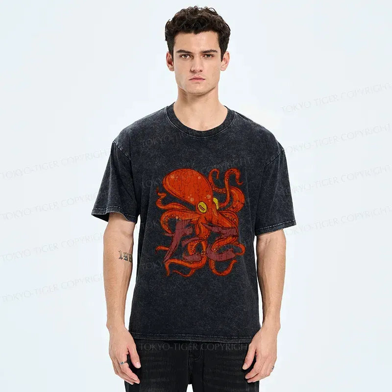 Kyoto-Lion Vintage Octopus Washed T-Shirt