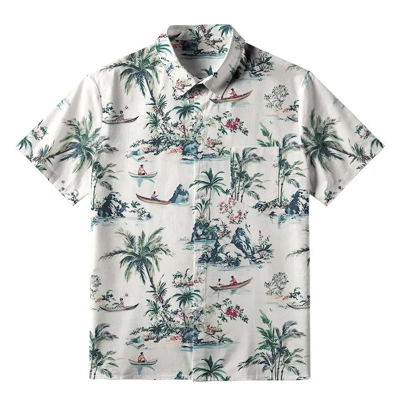 Japanese Kyoto Lion Button-up Shirt for Vacation