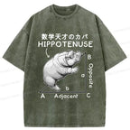 Retro Kyoto Lion Hippo Tee Casual Streetwear
