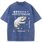 Kyoto-Lion Mathematical Genius Hippo Washed T-Shirt
