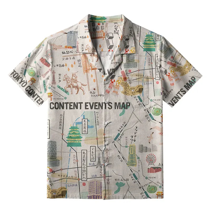 Kyoto-Lion Tokyo Content Events Map Aloha Hawaiian Shirt