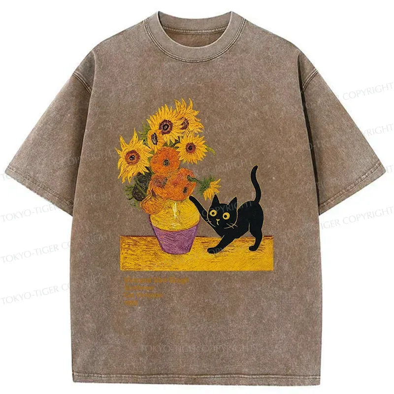 japanese vintage cat t-shirt for daily wear