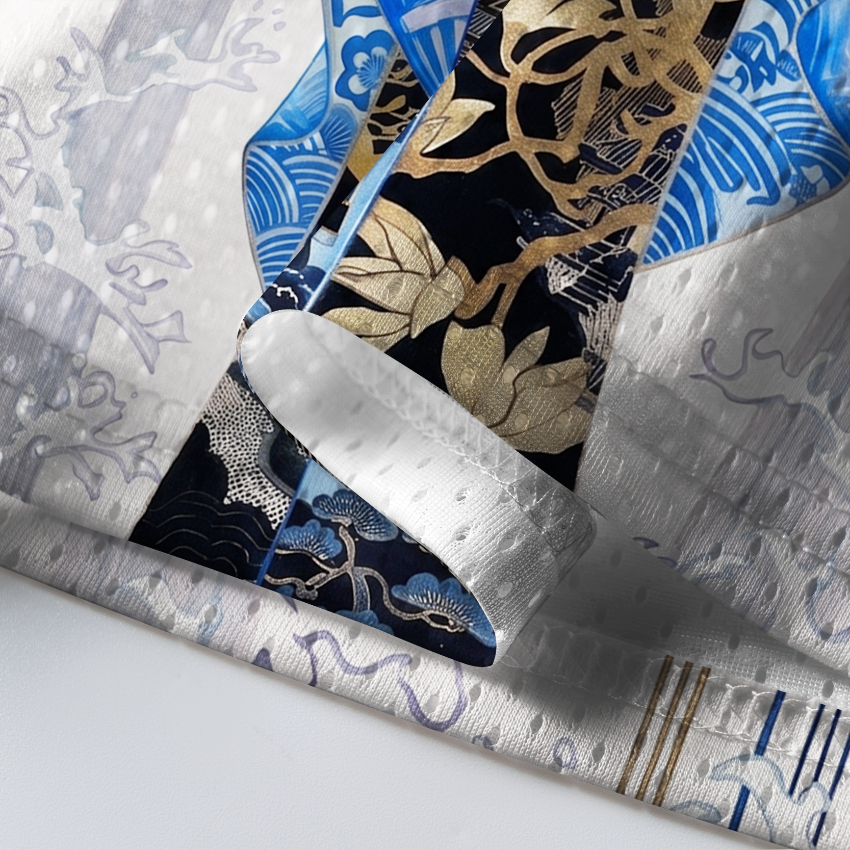 Kyoto-Lion Tranquil Melody Biwa Geisha Ukiyo-e Mesh Jersey