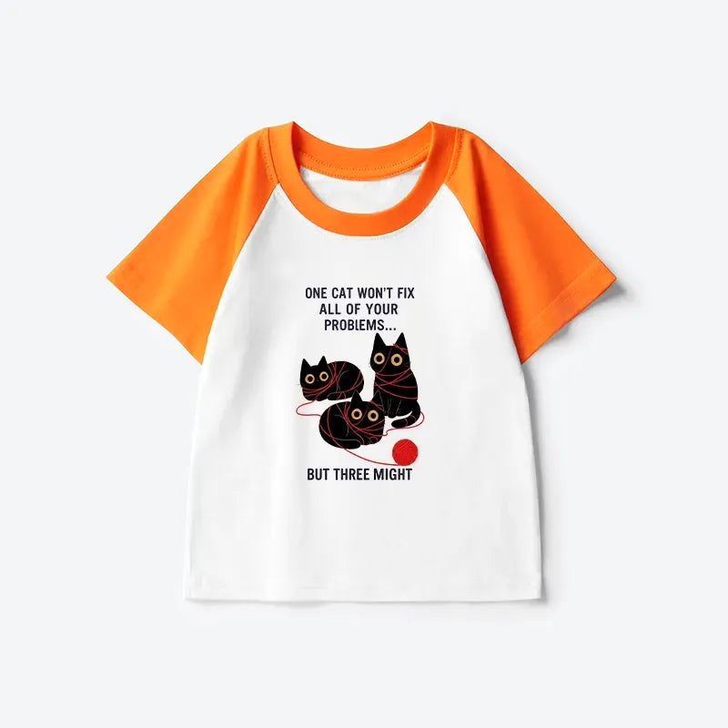 Three cats raglan shirt for kids