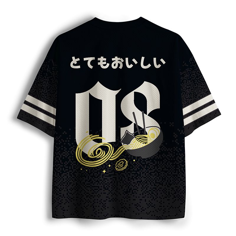 Japanese Cat Ramen Mesh Jersey for Summer