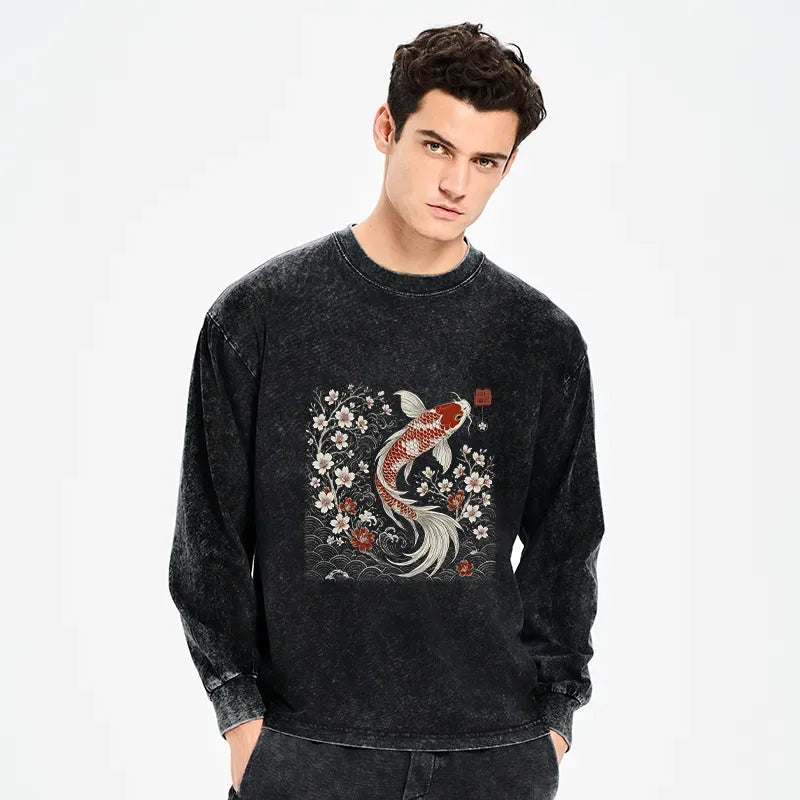 Vintage Sakura Koi Long Sleeve Tee