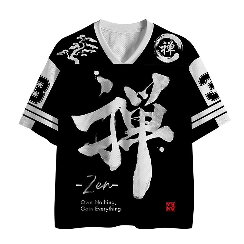 Japanese Zen Kanji Mesh Jersey for Summer