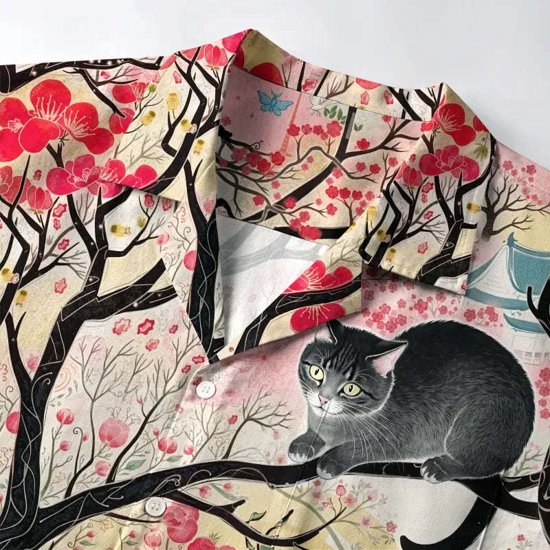 Kyoto Cat on Sakura Tree Shirt Best Seller