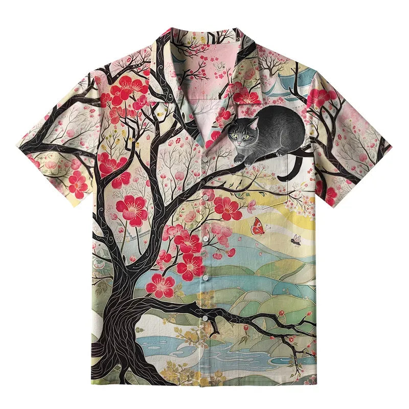 Kyoto Cat on Sakura Tree Shirt Best Seller