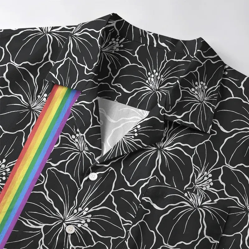 Rainbow Floral Japanese Shirt for Summer