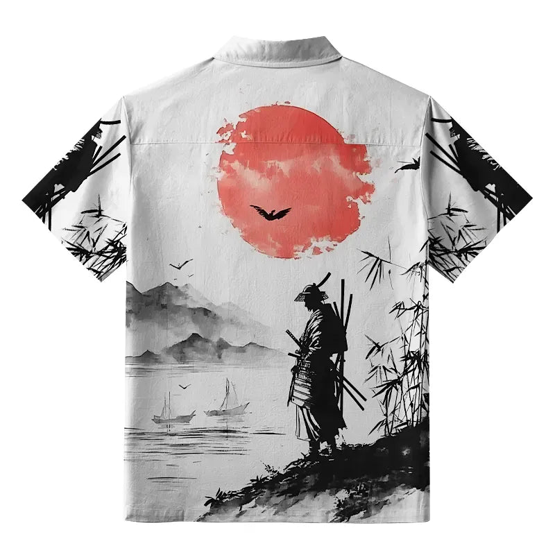 Samurai sunset aloha shirt with free shipping