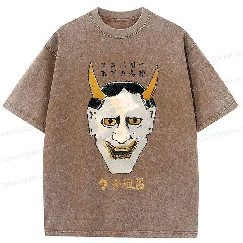 Japanese Yokai Mask Washed T-Shirt