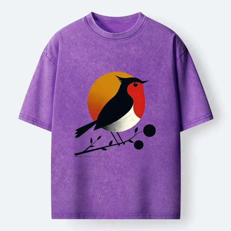 Kyoto-Lion Robin Sunset Rest Washed T-Shirt