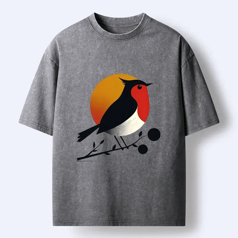 Kyoto-Lion Robin Sunset Rest Washed T-Shirt
