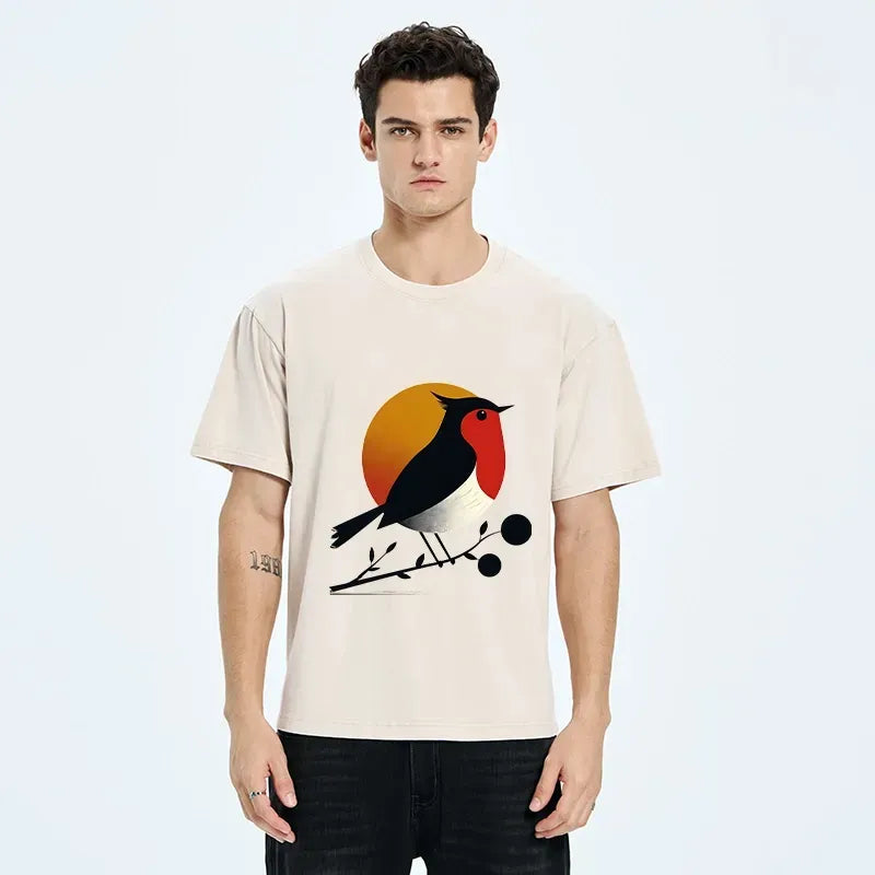 Kyoto-Lion Robin Sunset Rest Washed T-Shirt