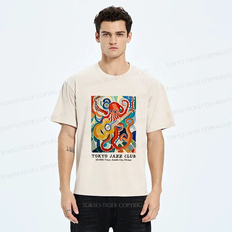 Japanese Octopus Guitar T-Shirt for Daily Wear