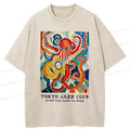 Kyoto-Lion Japanese Octopus Playing Guitar Washed T-Shirt