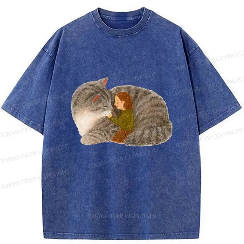 Girl Hugging Cat Retro Tee Best Seller