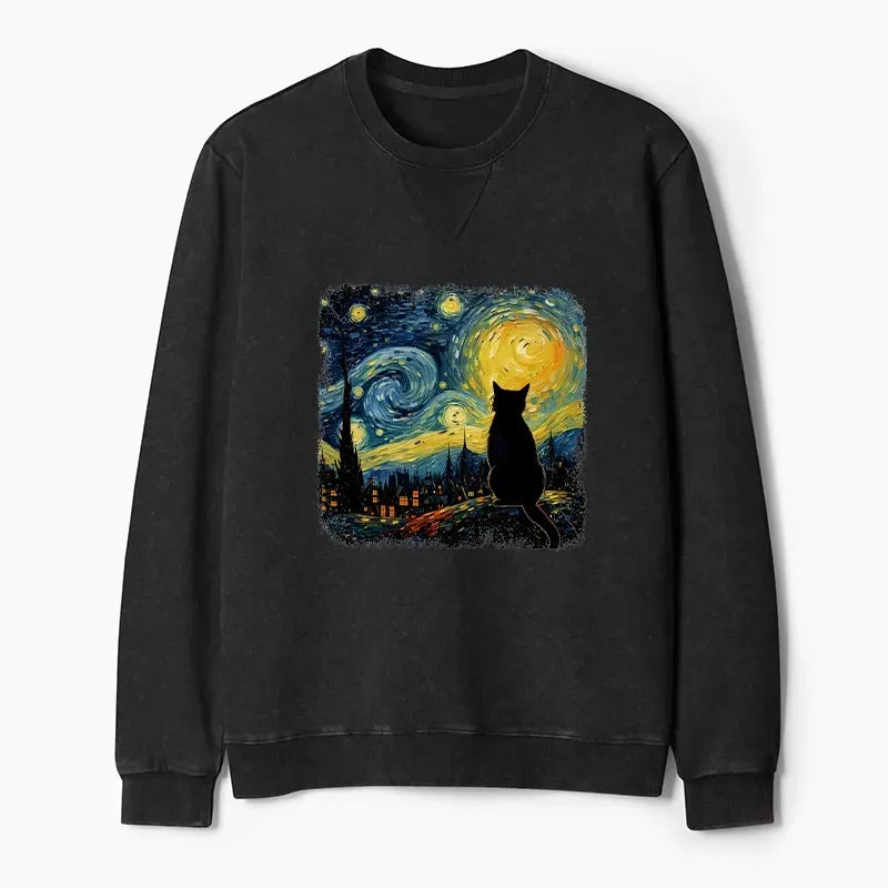 Retro Ukiyo-e Cat Sweatshirt for Vacation