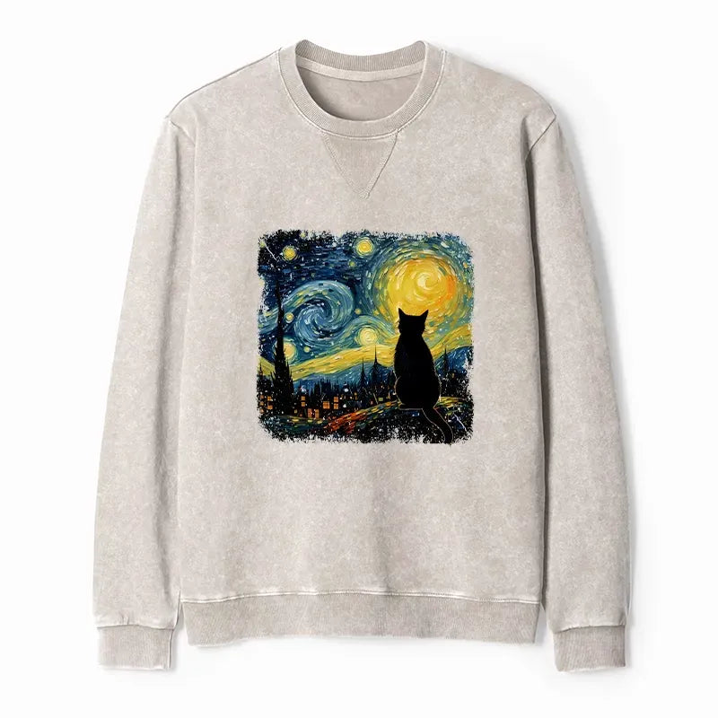 Retro Ukiyo-e Cat Sweatshirt for Vacation