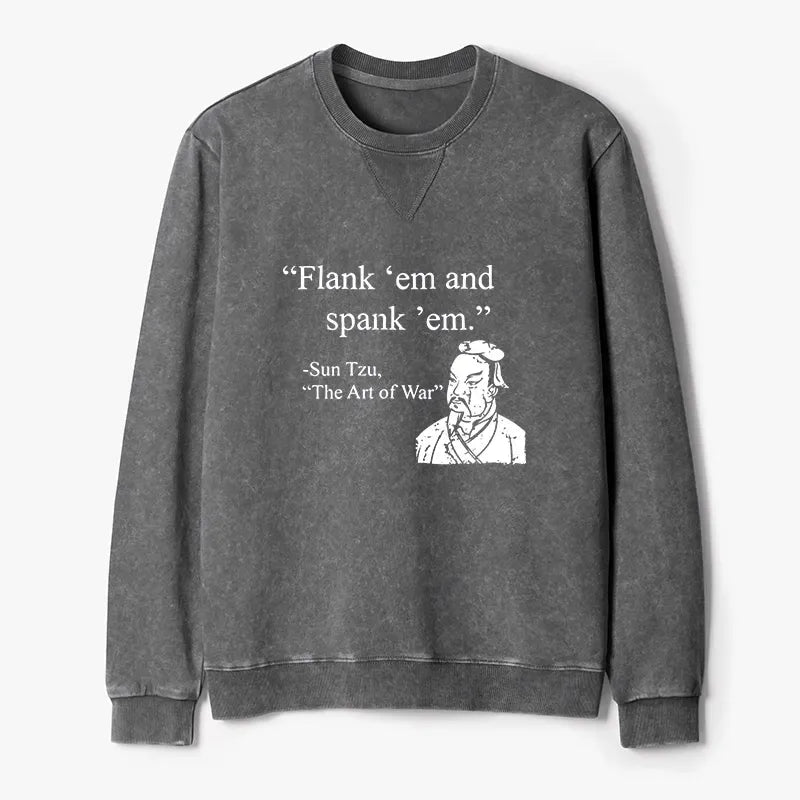 Kyoto-Lion The Art Of War Funny Washed Terry Sweatshirt