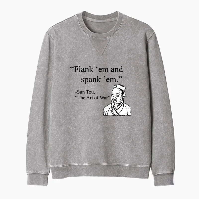 Kyoto-Lion The Art Of War Funny Washed Terry Sweatshirt
