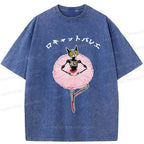 Japanese Robot Cat Washed T-Shirt