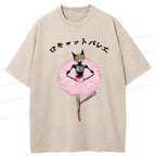 Japanese Robot Cat Washed T-Shirt