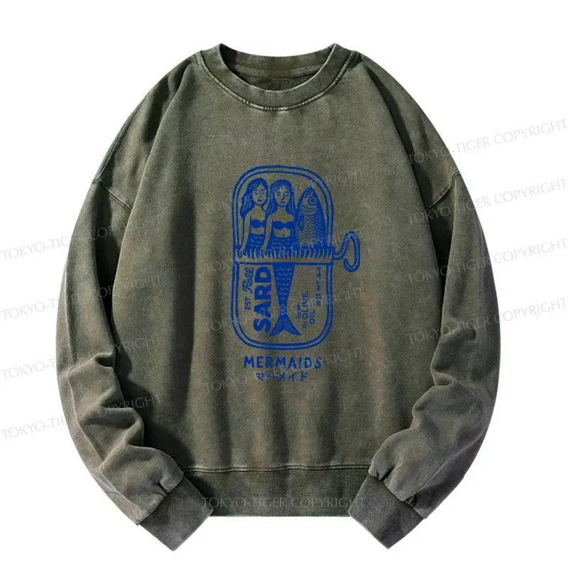 Washed Japanese Sweatshirt with Lion Print