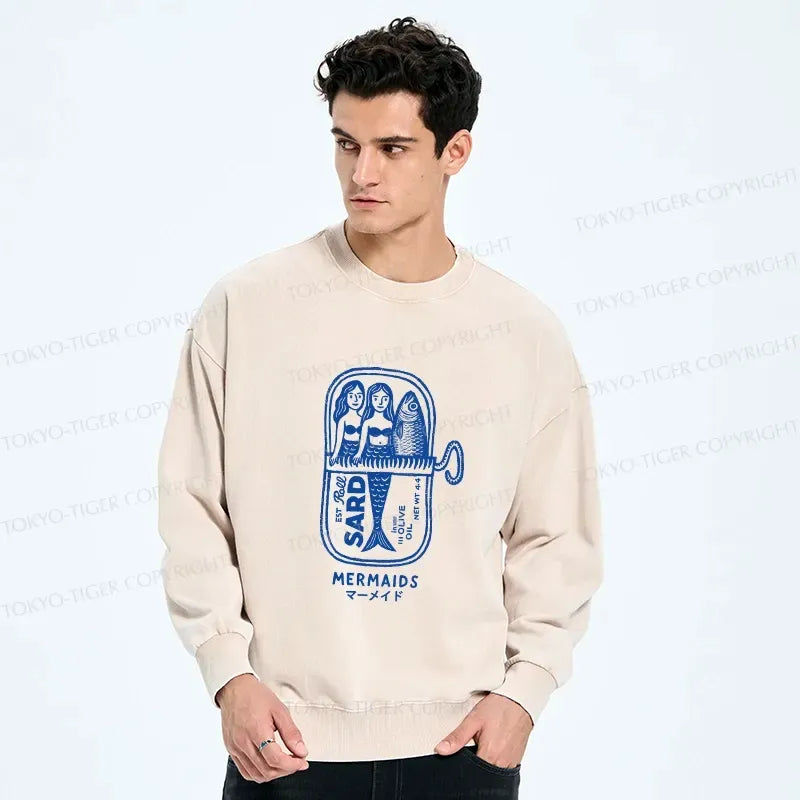 Washed Japanese Sweatshirt with Lion Print