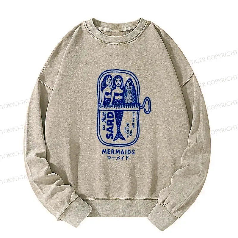 Washed Japanese Sweatshirt with Lion Print