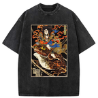 Kyoto-Lion Japanese Samurai Ride A Toad Washed T-Shirt